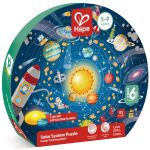 Puzzle Sistemul Solar pentru copii, cu led si planete din lemn (102 piese)