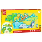 Puzzle din lemn pentru copii cu litere si animale salbatice