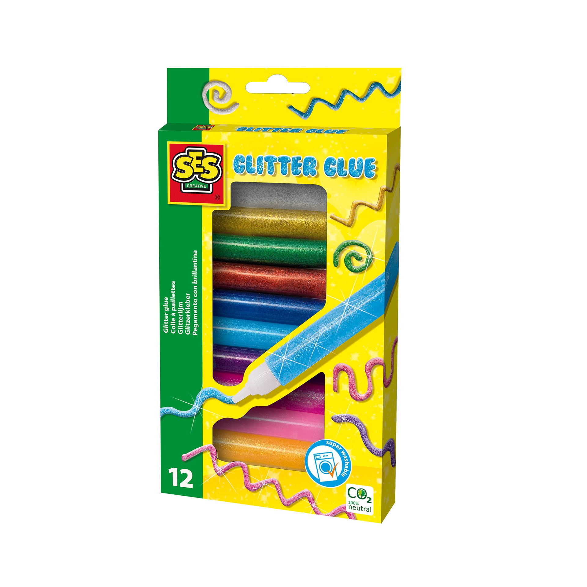 002771 Lipici colorat cu sclipici, lavabil, 12 tuburi - imagine 1