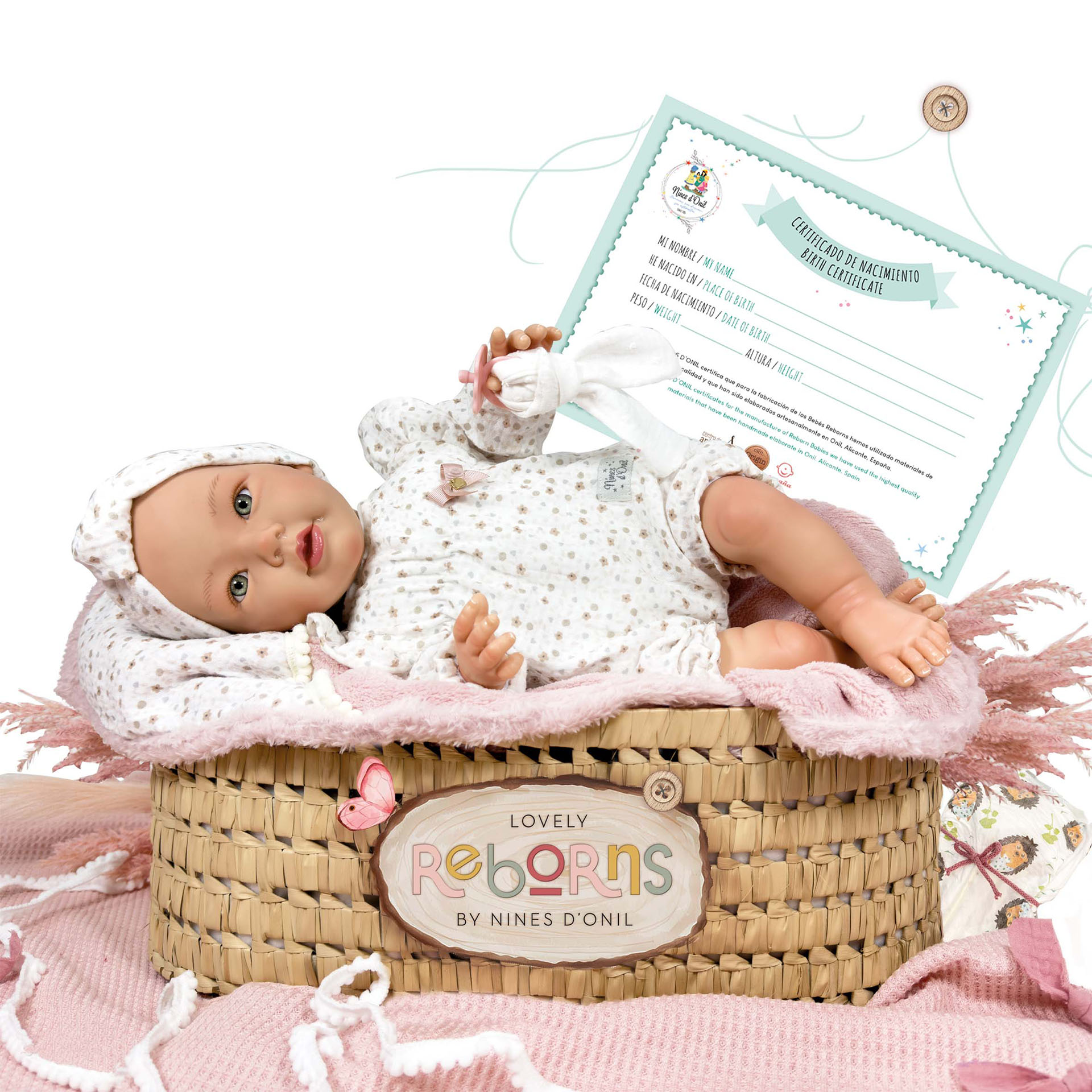 0239 Papusa Nines D'Onil, Chloe, nou-nascut, cu miros de vanilie, 1700 gr, 48 cm - imagine 1