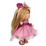 Papusa Nines D'Onil, Mia, cu parul blond si funda roz, cu articulatii, cu miros de vanilie, 30 cm - imagine 2