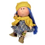 Papusa Nines D'Onil, Mia, cu parul albastru, cu articulatii, cu miros de vanilie, 30 cm - imagine 11