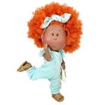 Papusa Nines D'Onil, Mia, cu parul portocaliu cret, Afro, cu articulatii, cu miros de vanilie, 30 cm - imagine 2