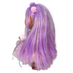 Papusa Nines D'Onil, Mia, cu parul mov, cu sclipici, cu articulatii, cu miros de vanilie, 30 cm - imagine 6