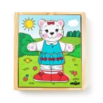 Puzzle din lemn - Imbraca pisica