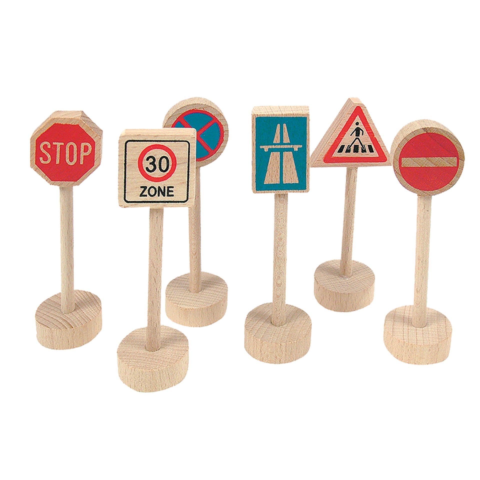 90575_01 Jucarie din lemn - Semne de trafic (6 piese) - imagine 1