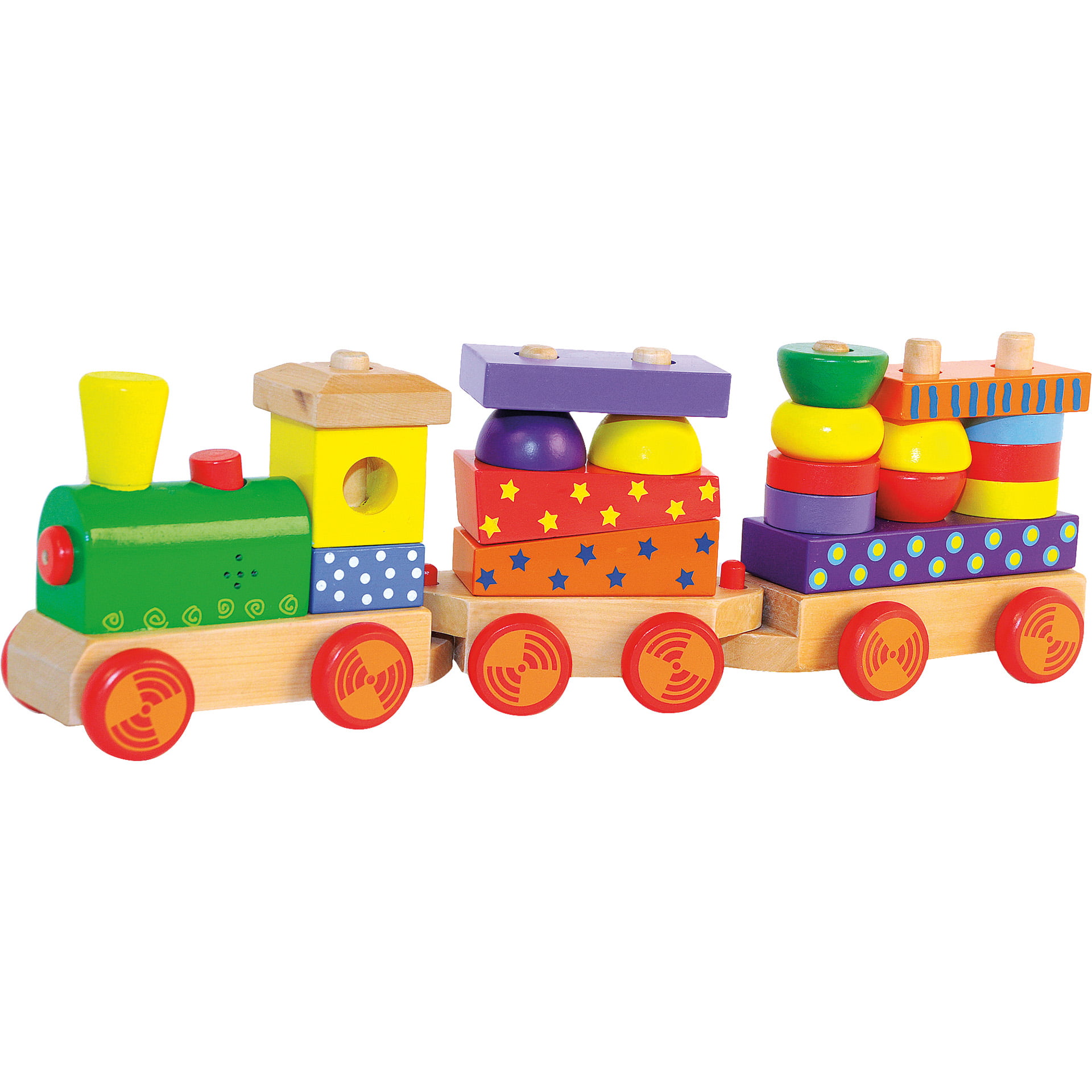 90840_01 Jucarie din lemn - Tren cu lumina si sunet, cuburi cu print de stivuit - imagine 1