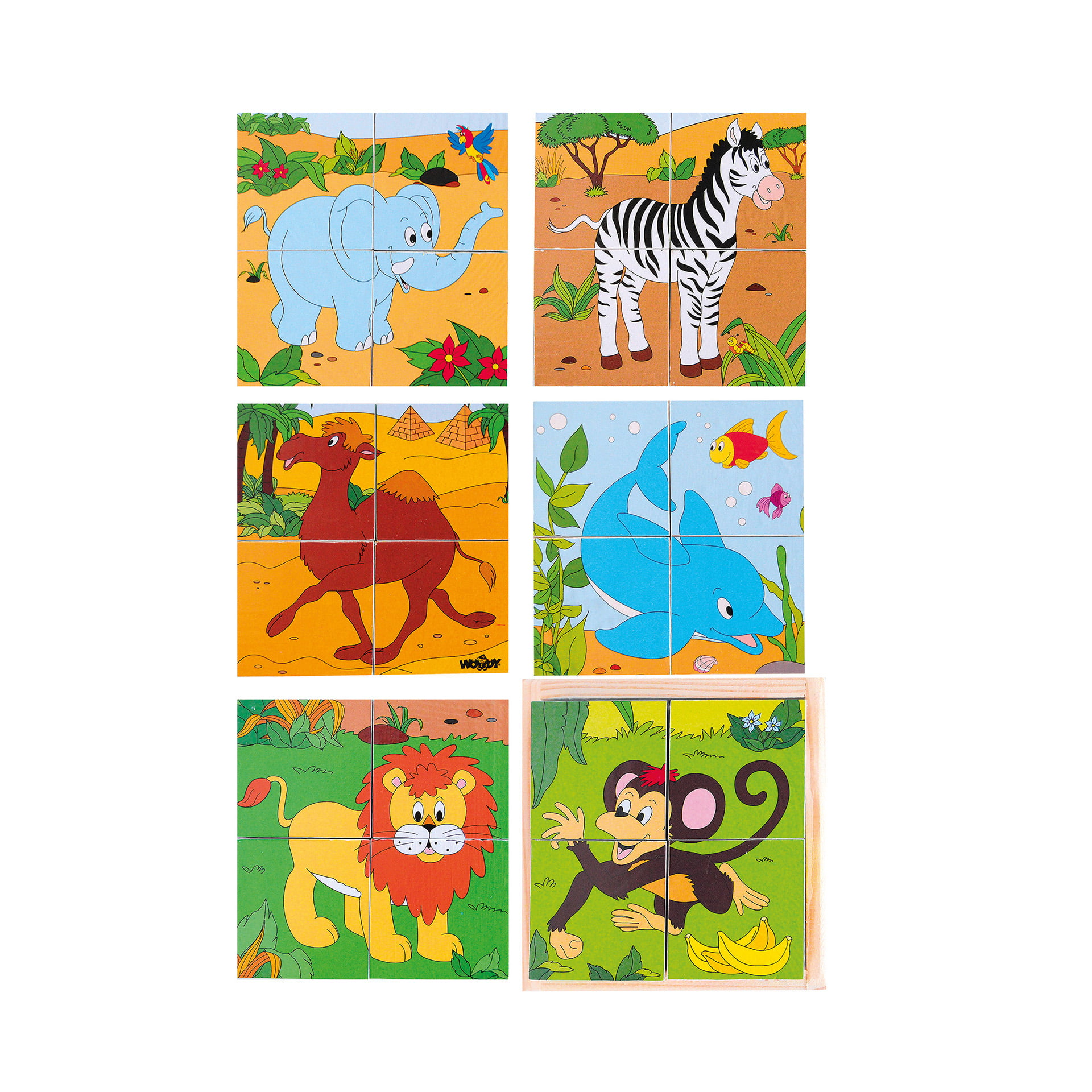 90921_01 Puzzle din lemn cuburi - Safari 2 x 2 - imagine 1