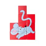 Puzzle din lemn cuburi - Animale colorate - imagine 2