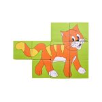 Puzzle din lemn cuburi - Animale colorate - imagine 4