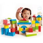 Cuburi din lemn de construit colorate (50 piese) - imagine 2