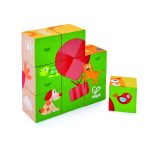 Puzzle din lemn cuburi - Animale 3 x 3 - imagine 2