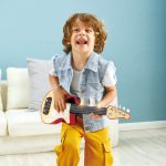 Jucarie din lemn - Instrument Ukulele (chitara) rosu - invata sa canti cu lumini - imagine 3