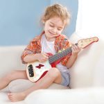 Jucarie din lemn - Instrument Ukulele (chitara) rosu - invata sa canti cu lumini - imagine 4