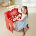 Jucarie din lemn - Pian rosu cu scaun - invat sa cant cu lumini - imagine 3