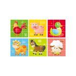 Puzzle din lemn cuburi - Animale de la ferma 3 x 3 - imagine 2