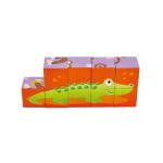 Puzzle din lemn cuburi - Animale din Jungla 3 x 3 - imagine 4