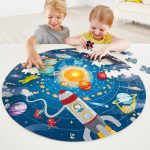 Puzzle Sistemul Solar pentru copii, cu led si planete din lemn (102 piese) - imagine 3