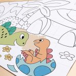 Puzzle din lemn 2 in 1 - Dinozauri (26 piese), cu fata dubla si activitate colorare - imagine 5