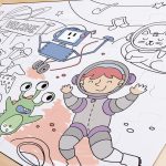 Puzzle din lemn 2 in 1 - Prietenii din Spatiu (50 piese), cu fata dubla si activitate colorare - imagine 5