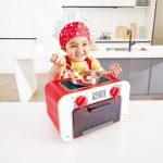 Cuptor de jucarie din lemn pentru copii, cu prajituri - imagine 3