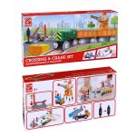 Jucarie din lemn - Set tren de marfa cu macara (34 piese) - imagine 7