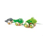 Jucarie din lemn - Familia de broscute de tras - imagine 2