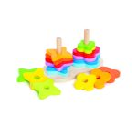 Jucarie din lemn de stivuit - Turn dublu curcubeu - imagine 2
