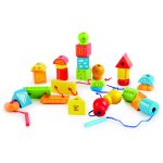 Jucarie din lemn - Sirag curcubeu cu cuburi (32 piese) - imagine 2