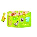Puzzle din lemn cu butoni - Animale din Jungla - imagine 2