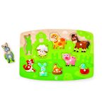 Puzzle din lemn cu butoni - Animale de la ferma - imagine 2