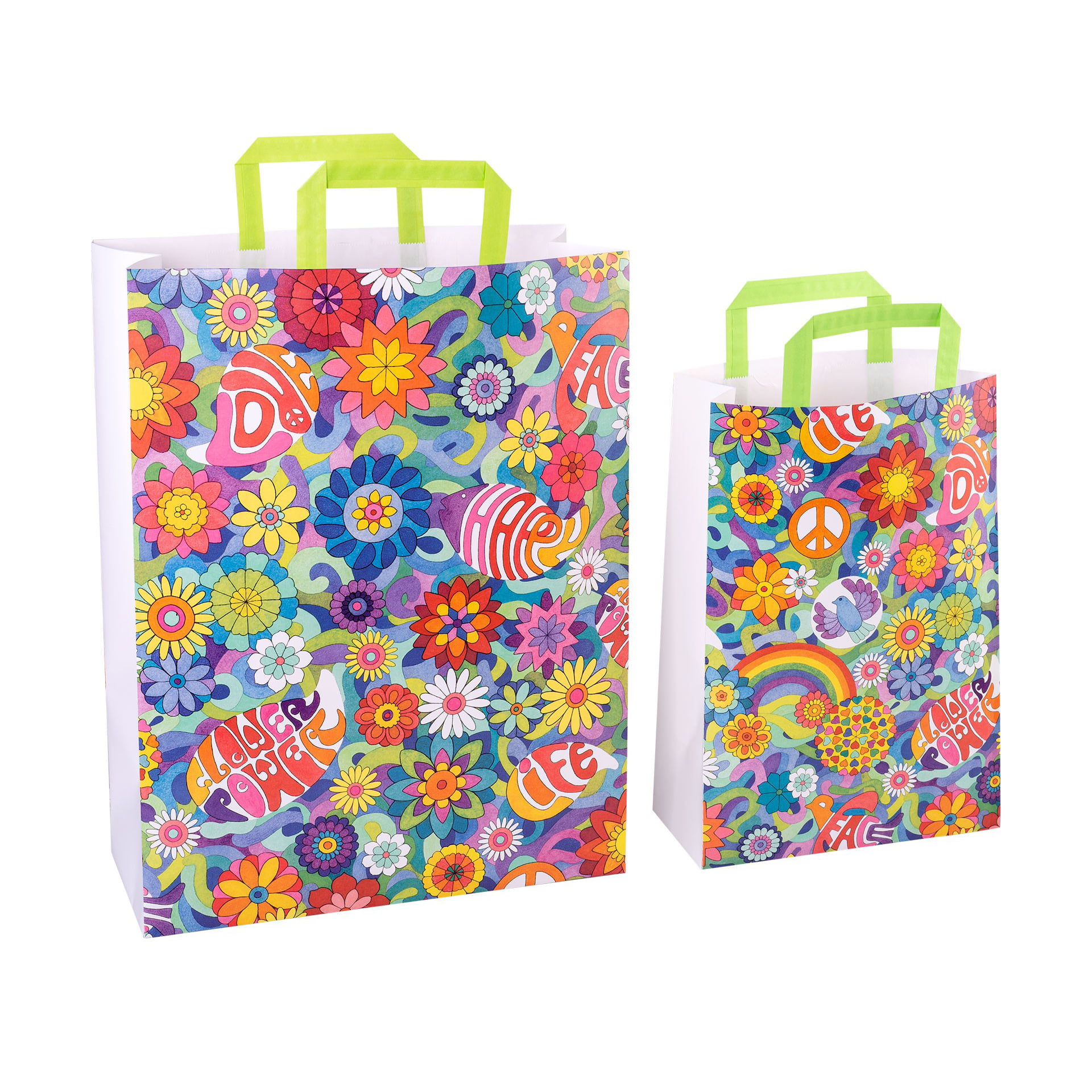 flower_power Sacosa cadou din hartie - Flower Power (L - 32 x 14 x 42cm, 90g) - imagine 1