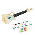 Jucarie din lemn – Instrument Ukulele (chitara) alba – invata sa canti cu lumini - imagine 2