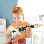 Jucarie din lemn – Instrument Ukulele (chitara) alba – invata sa canti cu lumini - imagine 5