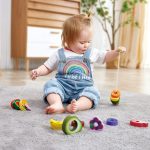 Jucarie din lemn - Sirag fructe si omide (15 piese) - imagine 4