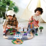 Jucarie din lemn - Tren aventură Dino (61 piese) - imagine 3