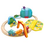 Jucarie din lemn - Set tren si dinozauri (27 piese) - imagine 2