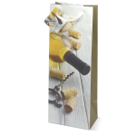 Sacosa sticla de vin, din hartie plastifiata mata cu maner din snur, 13 x 36 x 10 cm (20 buc/display) - imagine 2