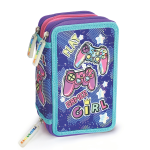 Penar echipat - Colectia pentru fete cu 3 fermoare (18 markere si 18 creioane colorate) - 13 x 20 x 6.5 cm (12buc/display) - imagine 7