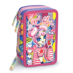 Penar echipat - Colectia pentru fete cu 3 fermoare (18 markere si 18 creioane colorate) - 13 x 20 x 6.5 cm (12buc/display) - imagine 3