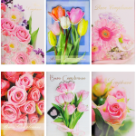 Felicitare 3D Flowers, cu modele asortate cu detalii in relief, aurii si sclipici pe exteriorul felicitarii - 11.5 x 17 cm (48 buc/display) - imagine 2