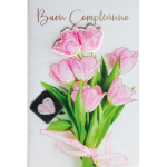 Felicitare 3D Flowers, cu modele asortate cu detalii in relief, aurii si sclipici pe exteriorul felicitarii - 11.5 x 17 cm (48 buc/display) - imagine 5