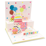 Felicitare POP-UP zi de nastere, cu modele asortate cu detalii aurii pe exteriorul felicitarii - 13.5 x 13.5 cm (48 buc/display) - imagine 4