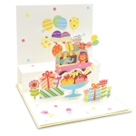 Felicitare POP-UP zi de nastere, cu modele asortate cu detalii aurii pe exteriorul felicitarii - 13.5 x 13.5 cm (48 buc/display) - imagine 6