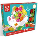 Joc din lemn 2 in 1 - Stivuiti legumele pe Iepuras si insirati legumele pe sfoara Omidei