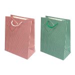 Sacosa cu dungi, din hartie cu maner din snur, 17.8 x 23 x 9.8 cm (20 buc/display)