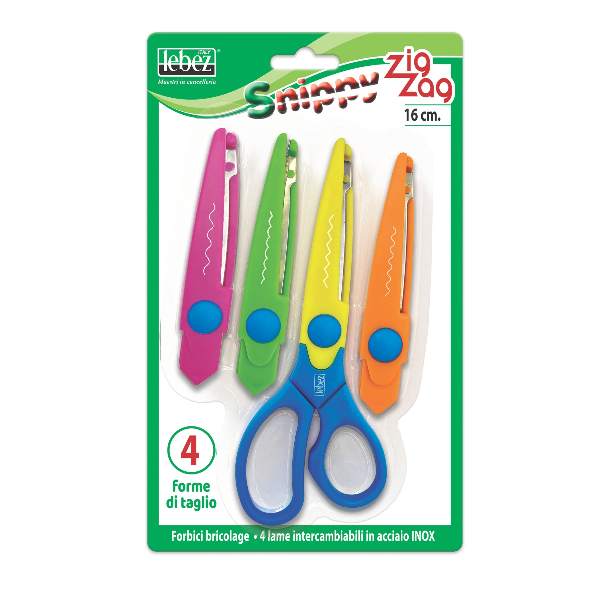 4333L Set foarfeca zig-zag, 16 cm cu 4 lame interschimbabile (blister) - imagine 1