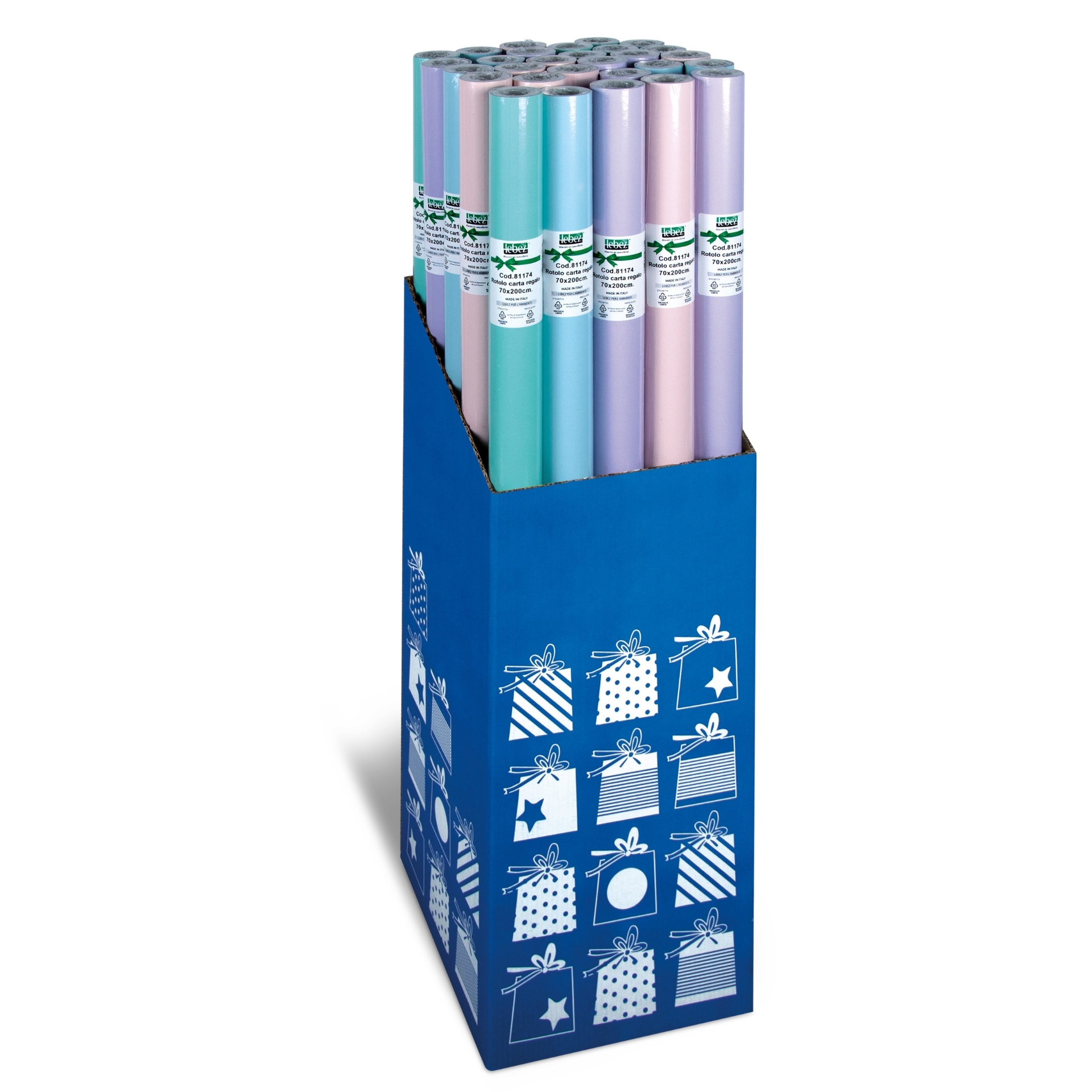 81174 Role hartie ambalat - Pastel, 65 g/m2, 70 x 200 cm (30 role/display) - imagine 1