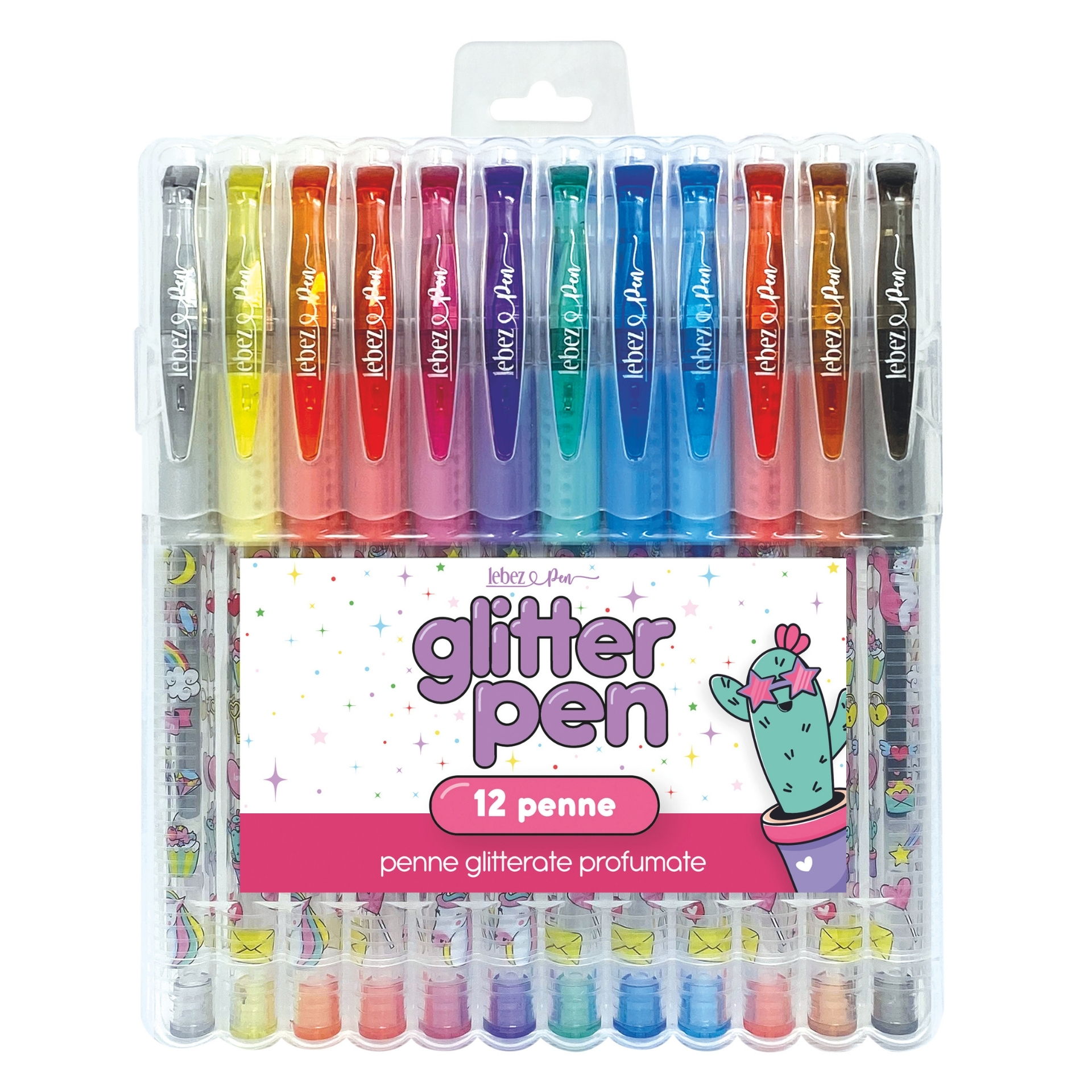 81185 Pixuri cu sclipici parfumat, cu manere moi, Girly, 12 culori (blister) - imagine 1
