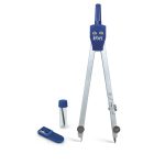 Trusa compas scolar din metal satinat cu deschidere rack, cu 3 accesorii (blister) - imagine 2